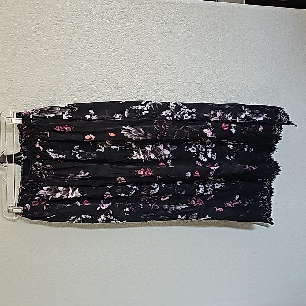 All saints maxi skirt with pockets and lace trim on the bottom